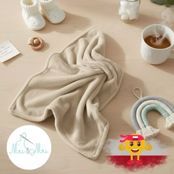 Kocyk Niemowlęcy 100x75 Minky Plush Dwustronny Jasny beż